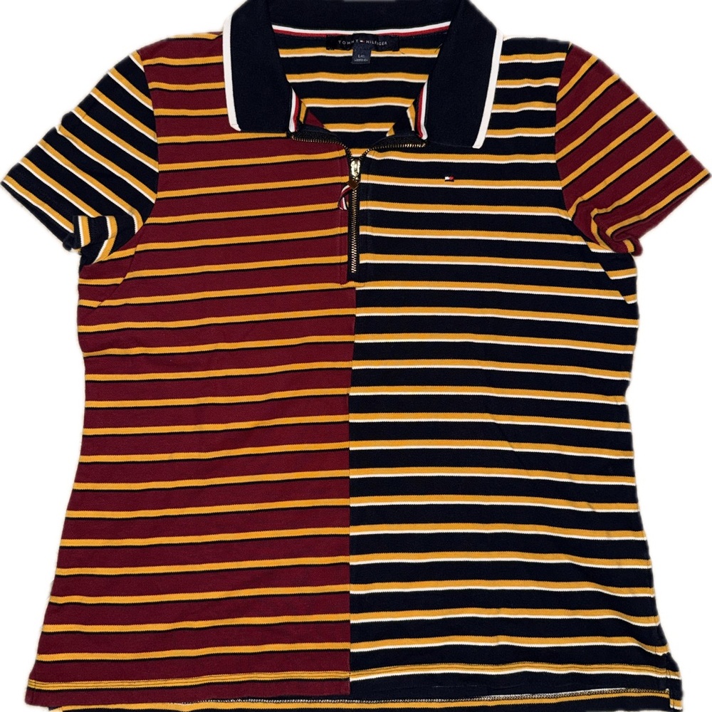 Tommy Hilfiger Multicolored Striped Half-Zip Women’s Polo Shirt